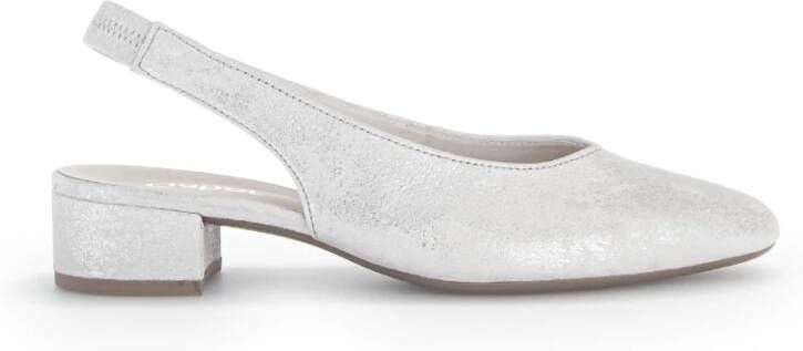 Gabor Zilveren metallic leren pumps met achterband Gray Dames