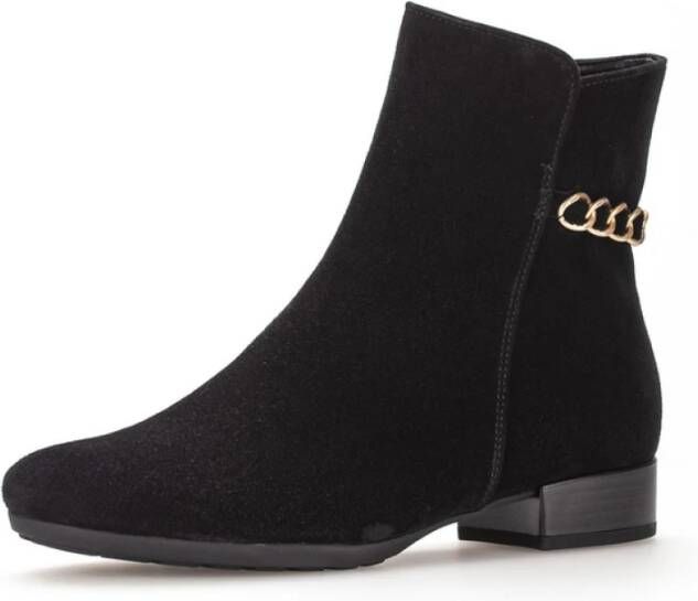 Gabor Zwarte Fluwelen Enkellaarzen Black Dames - Foto 4