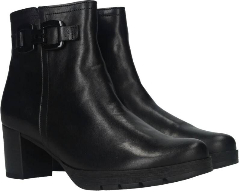 Gabor Zwarte enkellaarsjes met trendy details Black Dames