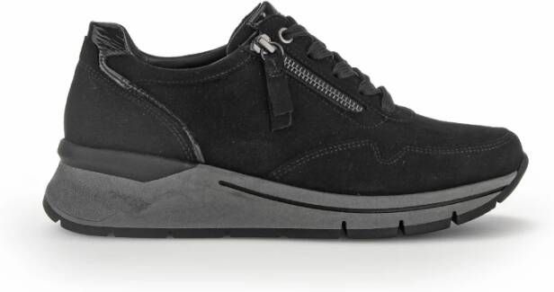 Gabor Zwarte Fluweel Sneakers Black Dames