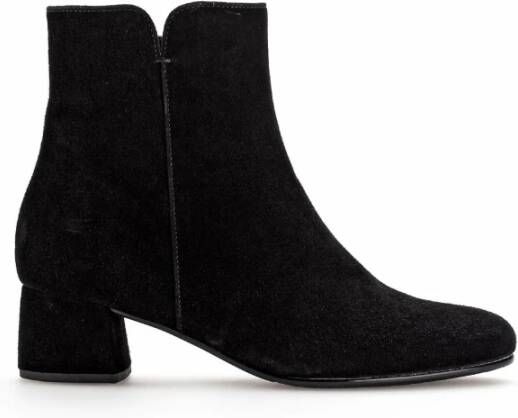 Gabor Zwarte fluwelen fashion booties met vierkante neus