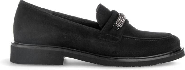 Gabor Zwarte Fluwelen Loafers Winterstijl Black Dames