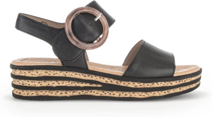 Gabor Zwarte gladleren sandalen