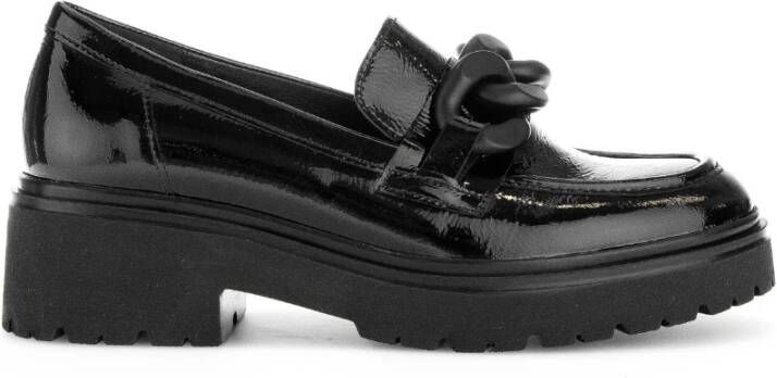 Gabor Zwarte Lakloafers Winterstijl Black Dames