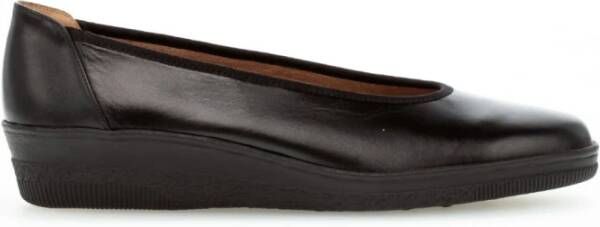 Gabor Zwarte Leren Ballerina Schoenen Black Dames