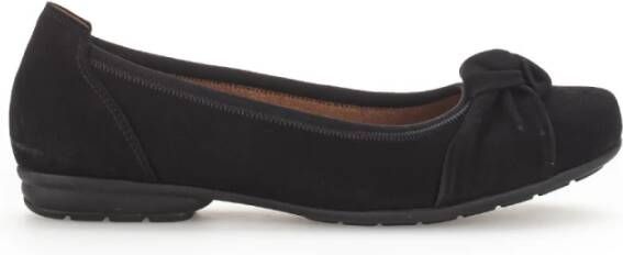 Gabor Zwarte Leren Ballet Flats Black Dames