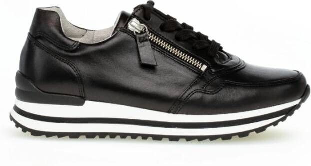 Gabor Zwarte Leren Basket Sneakers