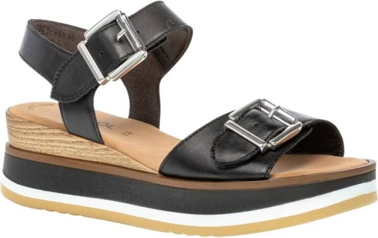 Gabor Zwarte Leren Casual Open Sandalen Black Dames