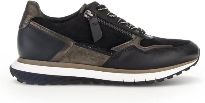 Gabor Zwarte Leren Casual Sports Sneakers Multicolor Dames
