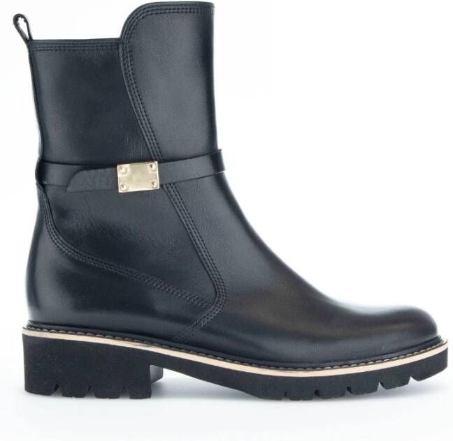 Gabor 92.732.57 Foulardcalf schwarz mic gold damesschoenen Enkellaarsjes laarzen kort zwart dames laarzen - Foto 4