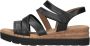 Gabor Zwarte Leren Sandalen met Kurken Plateauzool Black Dames - Thumbnail 3