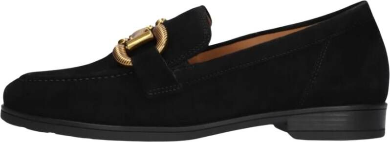 Gabor Zwarte Loafers met Gouden Horsebit Black Dames