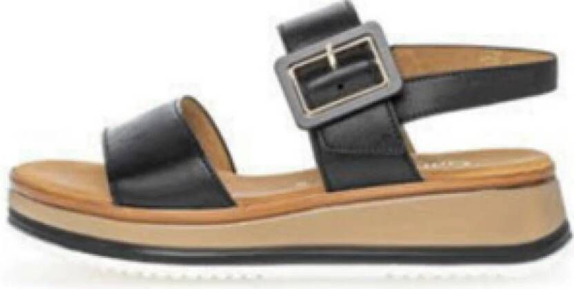 Gabor Zwarte Leren Sandalen Comfort Collectie Black Dames - Foto 7