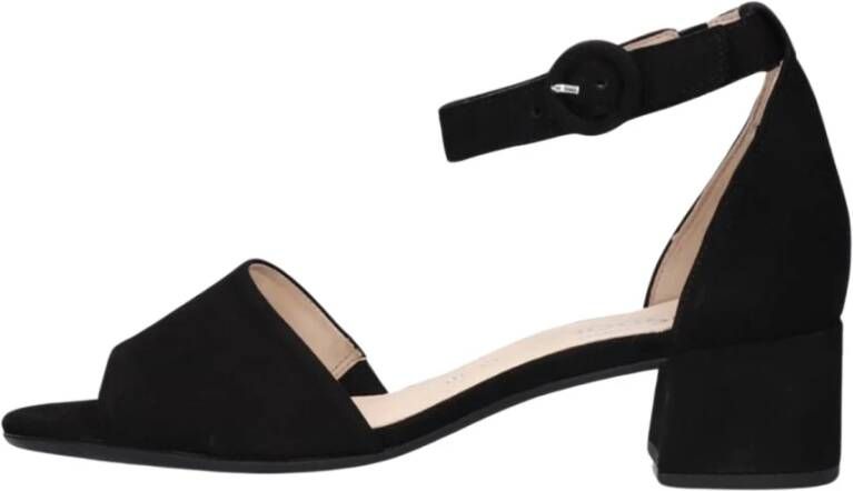 Gabor Zwarte Suede Comfort Sandalen met Enkelbandje