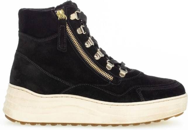 Gabor Zwarte suède hoge sneakers Black Dames