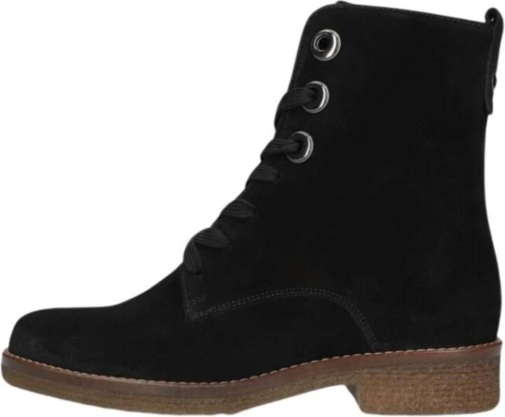 Gabor Zwarte Suède Veterboots Comfort Collectie Black Dames