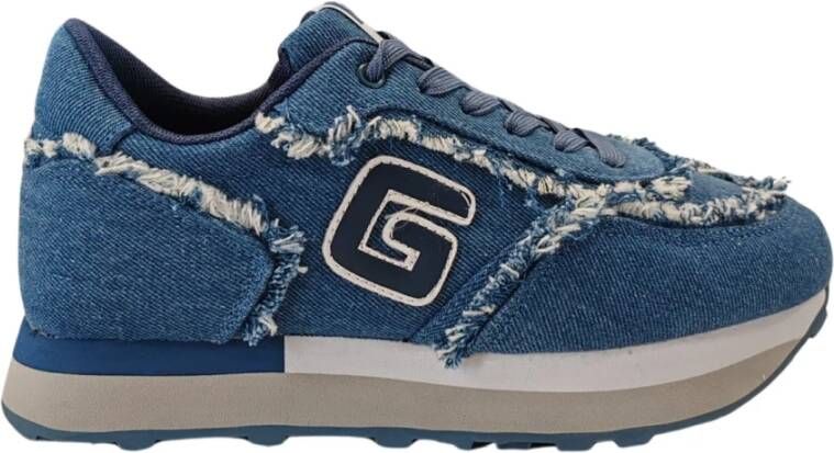 Gaëlle Paris Blauwe Denim Logo Hardloopschoenen