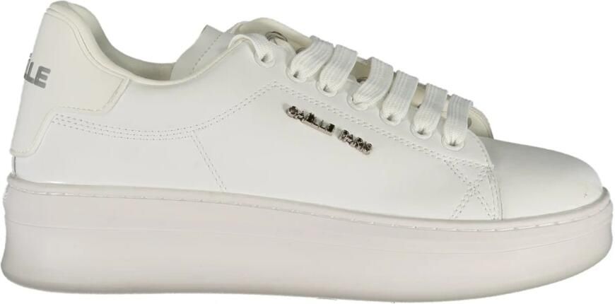 Gaëlle Paris Sportieve witte vetersneakers met logodetails White