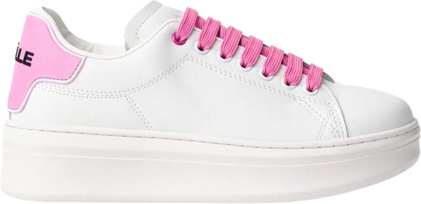 Gaëlle Paris Witte leren sneakers met roze hak - Foto 2