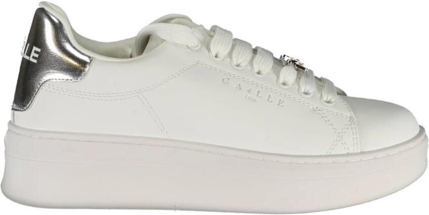 Gaëlle Paris Sportieve witte vetersneakers met logodetails White