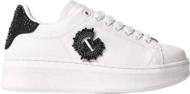 Gaëlle Paris Witte Sneaker met Zwarte Studs en Strass White Dames