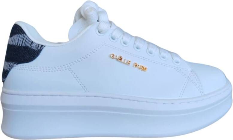 Gaëlle Paris Witte en Donkere Denim Leren Sneakers