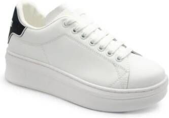 Gaëlle Paris Witte en zwarte PU sneakers White Dames