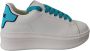 Gaëlle Paris Witte leren sneakers met groene hiel - Thumbnail 1