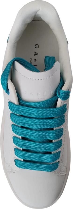 Gaëlle Paris Witte leren sneakers met groene hiel