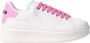 Gaëlle Paris Witte leren sneakers met roze hak - Thumbnail 1