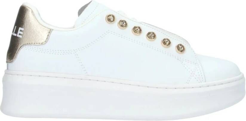 Gaëlle Paris Witte leren sneakers met strass