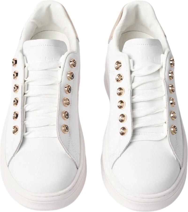 Gaëlle Paris Witte leren sneakers met strass