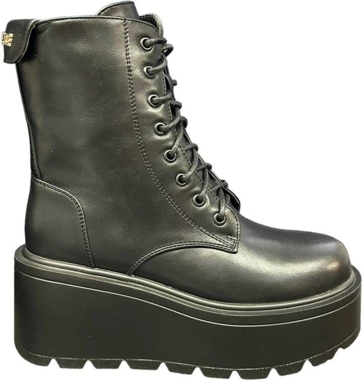 Gaëlle Paris Zwarte Eco-Leren Veterlaarzen Black Dames