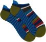 Gallo Blauwe katoenen sneaker sokken voor heren met veelkleurige strepen en Windsor strepen - Thumbnail 1