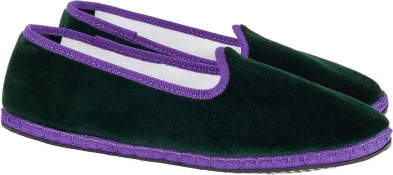 Gallo Dames effen groene fluwelen schoenen met contrasterende details Green Dames