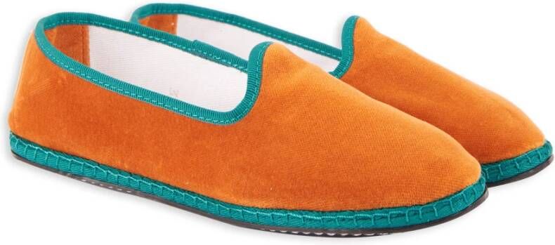 Gallo Dames effen oranje fluwelen schoenen met contrasterende details Orange Dames