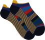 Gallo Gele katoenen sneaker sokken voor heren met veelkleurige strepen en Windsor strepen - Thumbnail 1