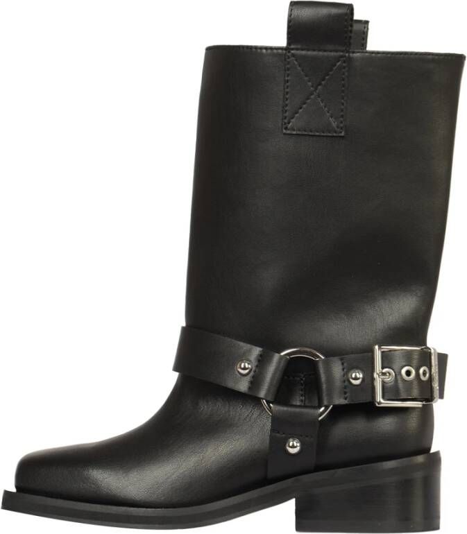 Ganni Zwarte enkellaarsjes met gespdetail Black Dames