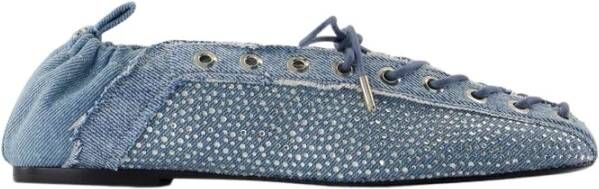 Ganni Blauwe Denim Ballerina`s met Oogjes