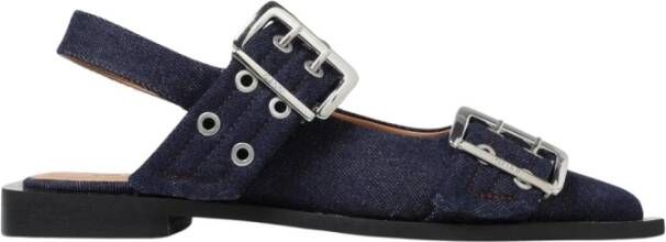 Ganni Blauwe Denim Slingback Sandalen