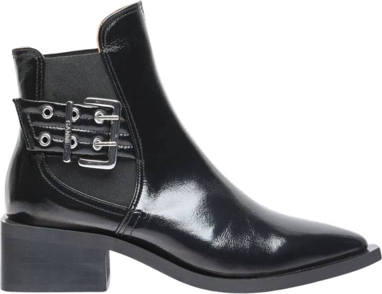 Ganni Chunky Buckle Chelsea Boot Black Dames