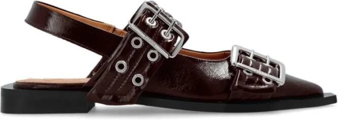 Ganni Bordeaux Gesp Ballerina Schoenen