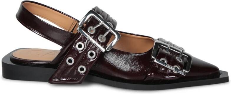 Ganni Bourgondische Feminine Buckle Ballerina Schoenen Red Dames