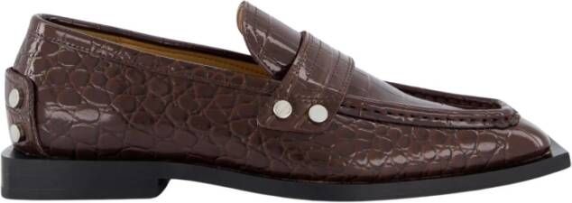 Ganni Bruine Croco Loafers voor Dames