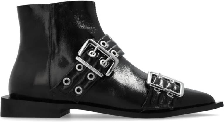 Ganni Buckle Enkellaarsjes Black Dames