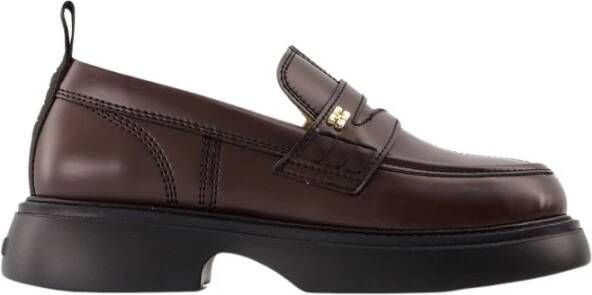Ganni Chocolade Loafers Synthetisch Leer 3cm Hak Brown Dames