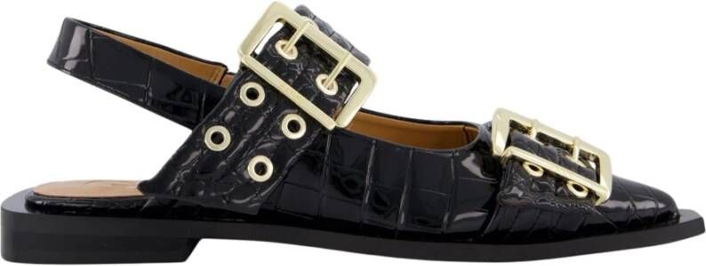 Ganni Chunky Buckle Ballerina Croco Schoenen