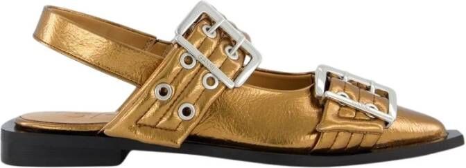 Ganni Chunky Buckle Ballerina in Brons - Foto 2