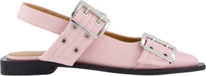 Ganni Chunky Buckle Ballerina in Roze