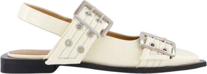 Ganni Chunky Buckle Ballerina Schoenen Wit
